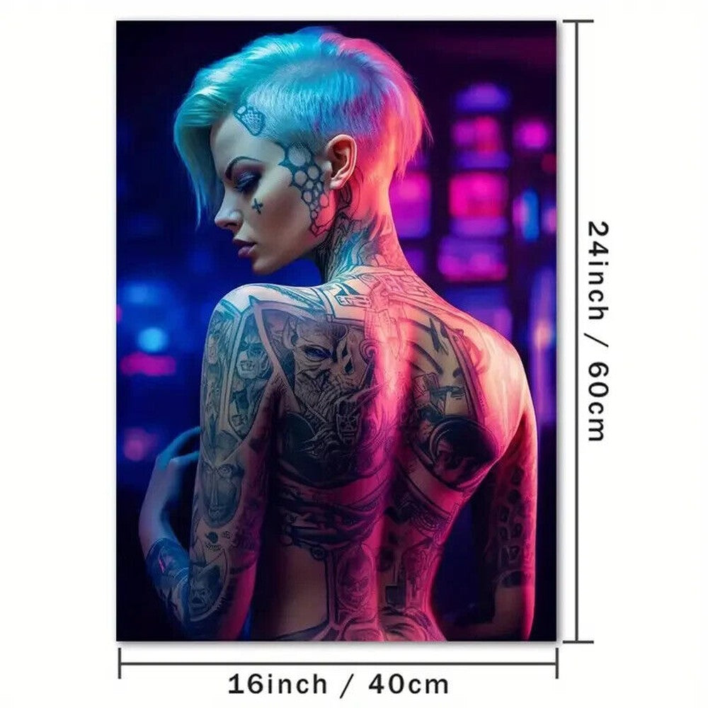 Stunning Topless Girl with Tattoos Canvas Art Print 16" x 24" Wall Art Home & Garden:Home Décor:Posters & Prints Style Your Walls